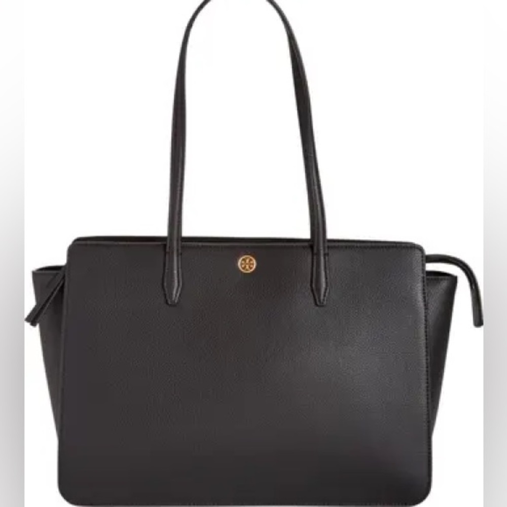 TORY BURCH Robinson Leather Tote. Black. NWOT